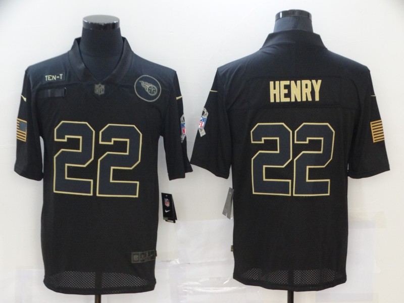 NFL Tennessee Titans #22 Henry Black Salute to Service Jersey
