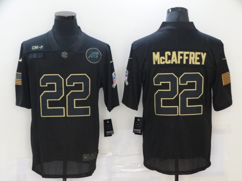 NFL Carolina Panthers #22 McCaffrey Black Salute to Service Jersey