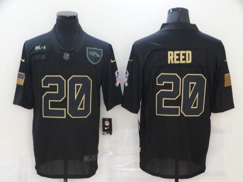 NFL Baltimore Ravens #20 Reed Black Salute to Service Jersey