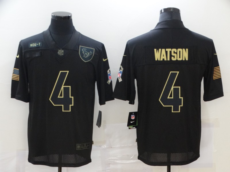 NFL Houston Texans #4 Watson Black Salute to Service Jersey