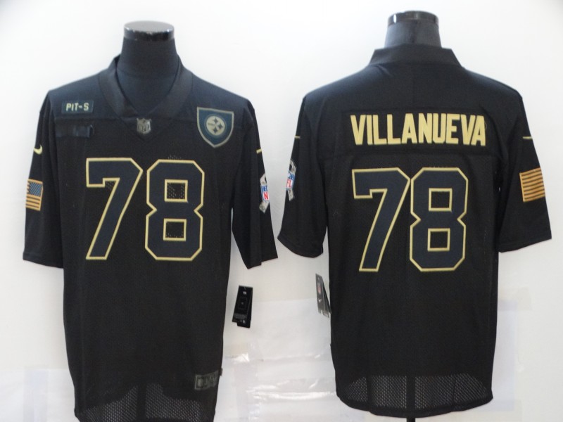 NFL Pittsburgh Steelers #78 Villanueva Black Salute to Service Jersey