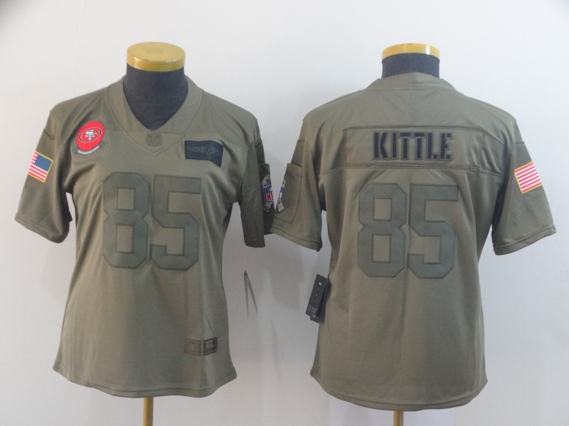 Womens NFL San Francisco 49ers #85 Kittle Salute to Service Jersey