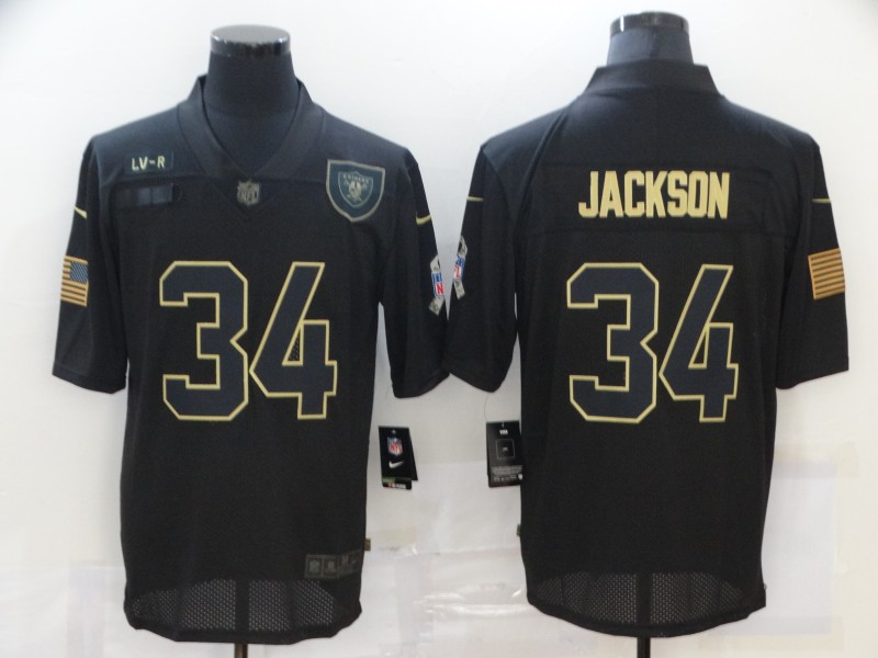 NFL Oakland Raiders #34 Jackson Black Salute to Service Jersey