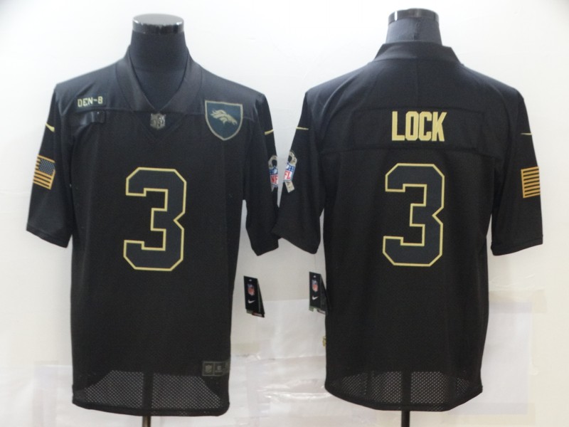 NFL Denver Broncos #3 Lock Black Salute to Service Jersey