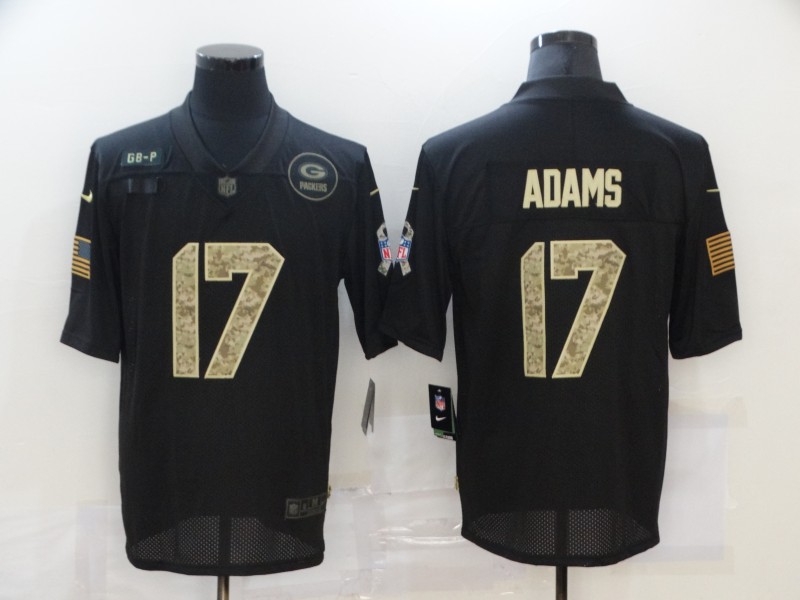 NFL Green Bay Packers #17 Adams Black Salute to Service Jersey