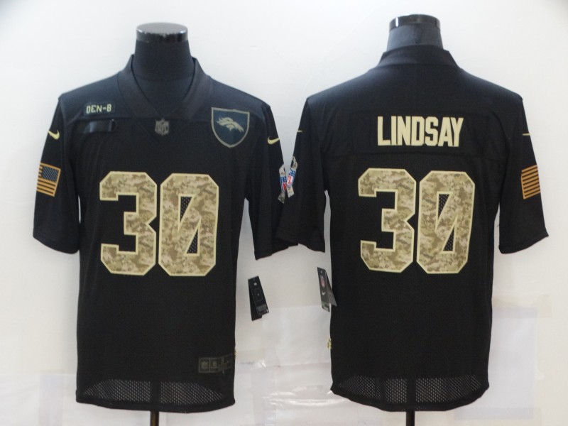NFL Denver Broncos #30 Lindsay Black Salute to Service Jersey