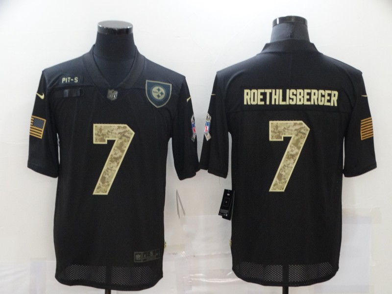 NFL Pittsburgh Steelers #7 Roethlisberger Black Salute to Service Jersey