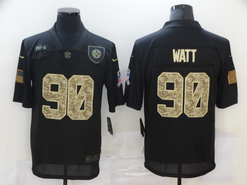 NFL Pittsburgh Steelers #90 Watt Black Salute to Service Jersey