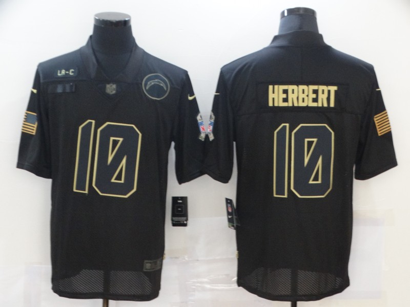 NFL San Diego Chargers #10 Herbert Black Salute to Service Jersey