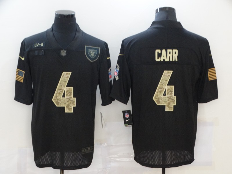 NFL Oakland Raiders #4 Carr Black Salute to Service Jersey