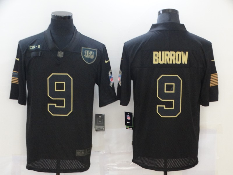 NFL Cincinnati Bengals #9 Burrow Salute to Service Black Jersey