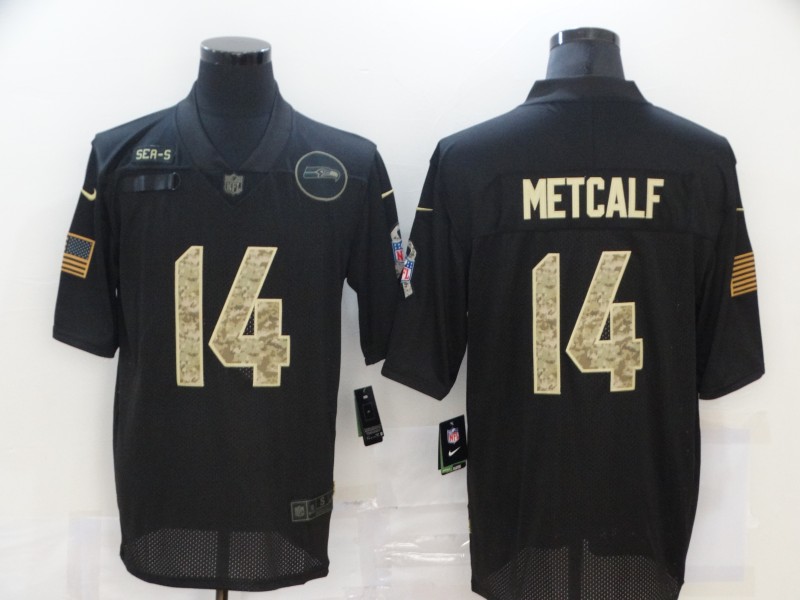 NFL Seattle Seahawks #14 Metcalf Black Salute to Service Jersey