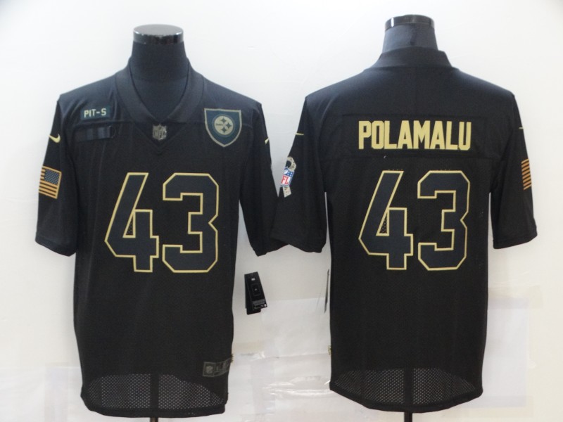 NFL Pittsburgh Steelers #43 Polamalu Black Salute to Service Jersey