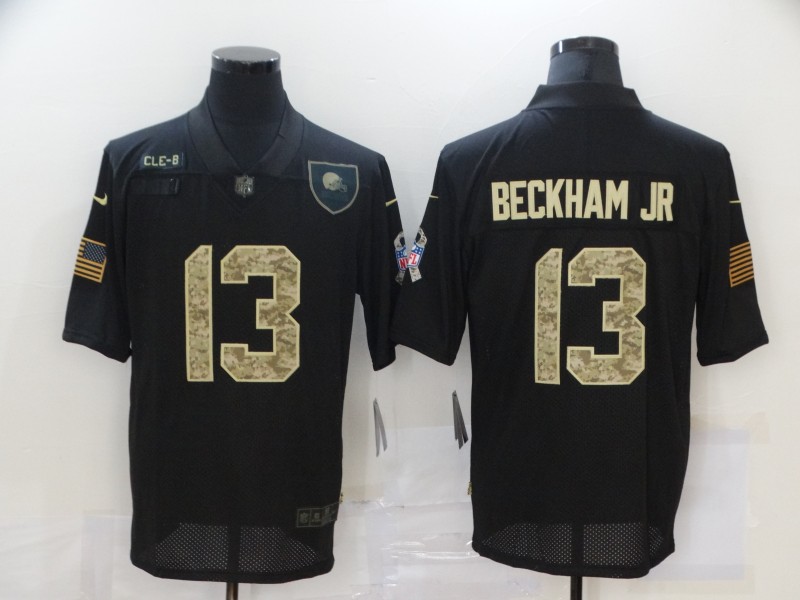 NFL Cleveland Browns #13 Beckham JR Black Salute to Service Jersey