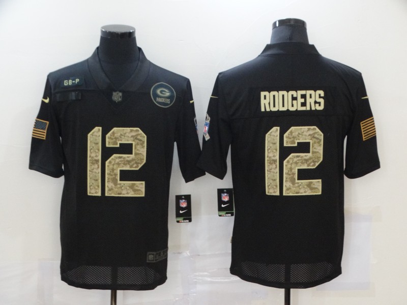 NFL Green Bay Packers #12 Rodgers Black Salute to Service Jersey