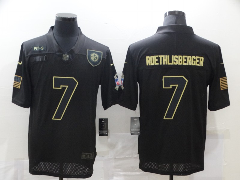 NFL Pittsburgh Steelers #7 Roethlisberger Black Salute to Service Jersey