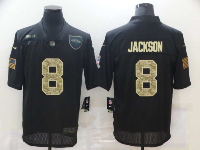 NFL Baltimore Ravens #8 Jackson Black Salute to Service Jersey