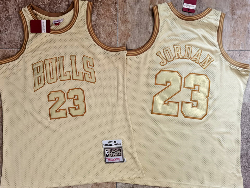 NBA Chicago Bulls #23 Jordan M&N Yellow Jersey
