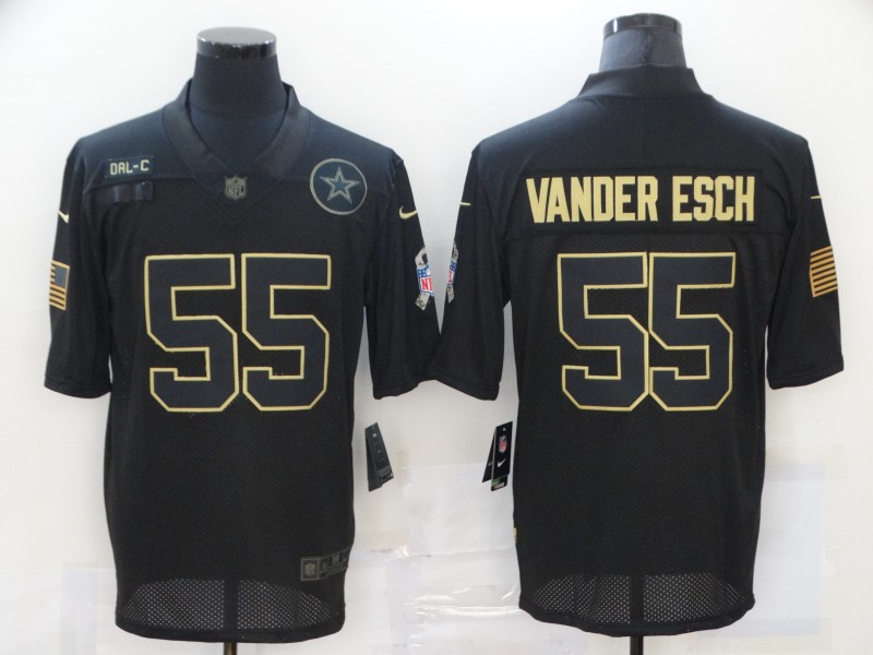 NFL Dallas Cowboys #55 Vander Esch Black Salute to Service Jersey