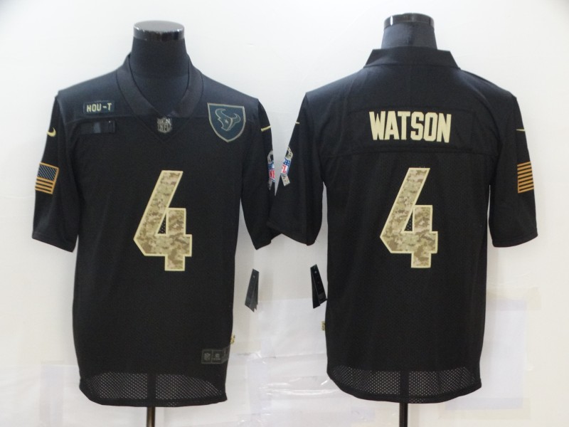 NFL Houston Texans #4 Watson Black Salute to Service Jersey