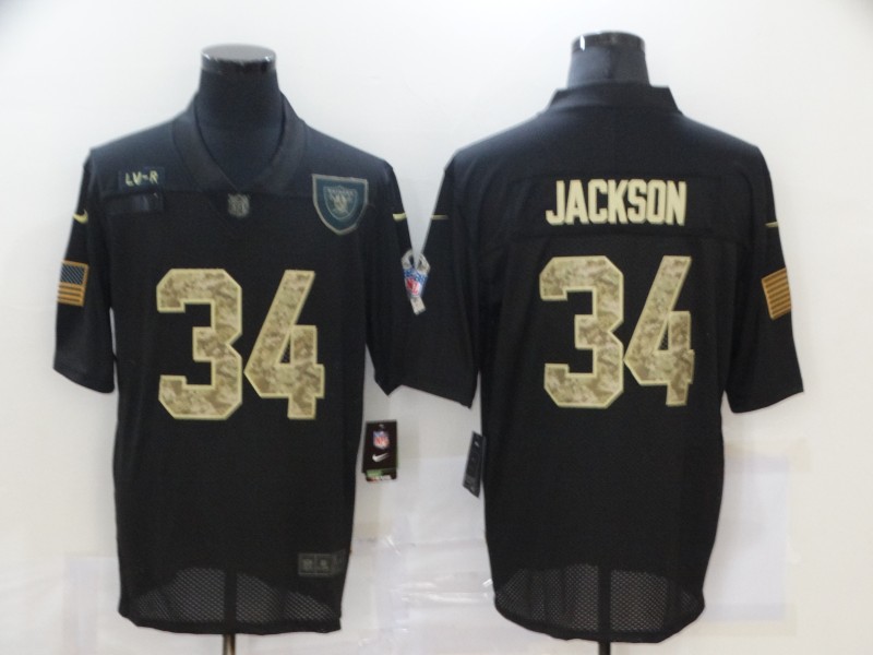 NFL Oakland Raiders #34 Jackson Black Salute to Service Jersey