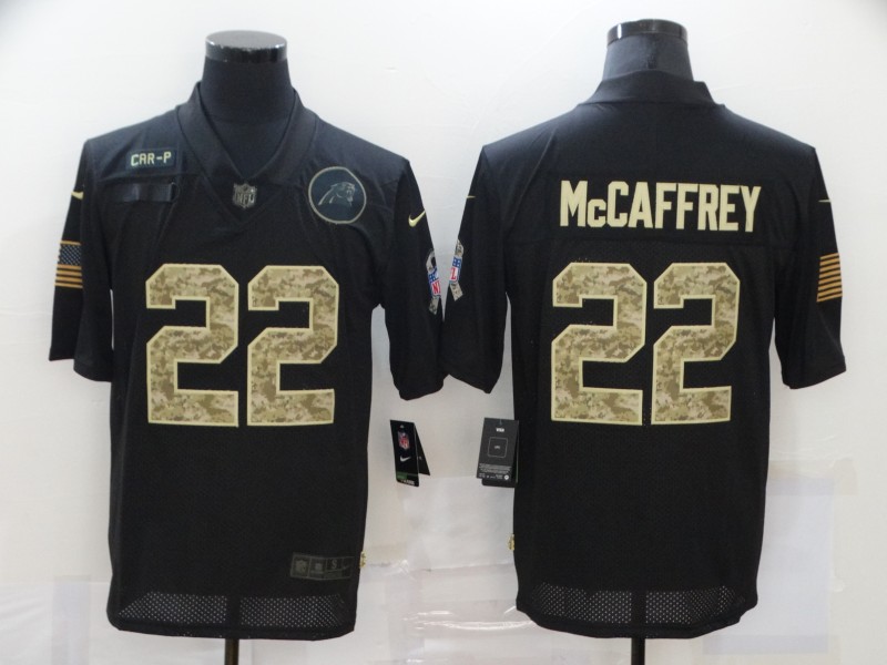 NFL Carolina Panthers #22 McCaffrey Black Salute to Service Jersey