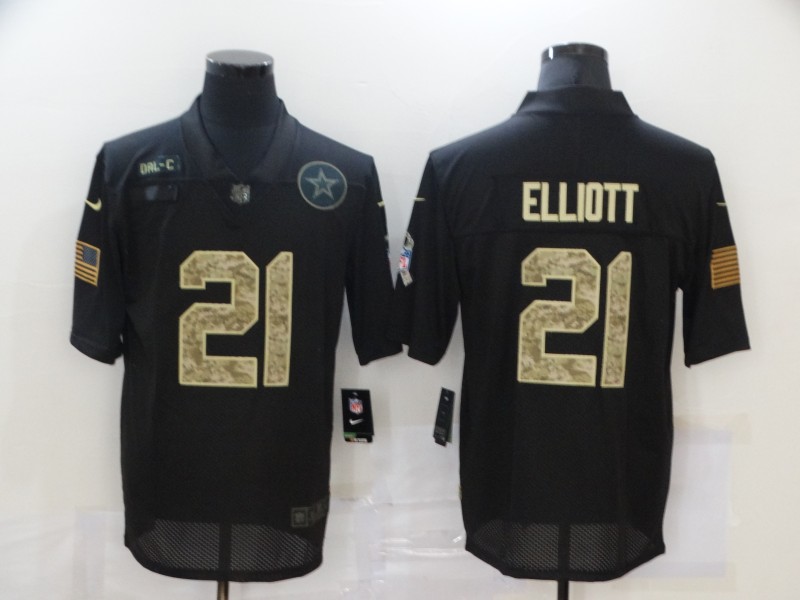 NFL Dallas Cowboys #21 Elliott Black Salute to Service Jersey