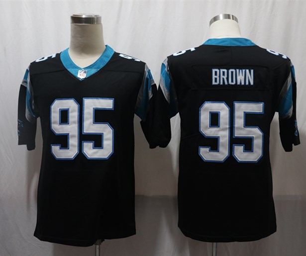 NFL Carolina Panthers #95 Brown Vapor Limited Black Jersey