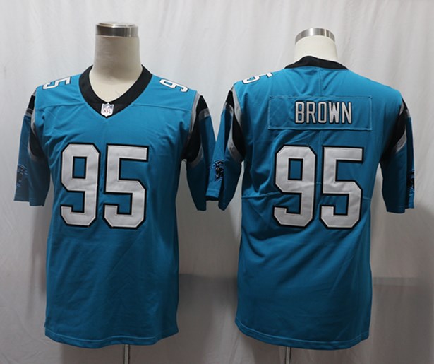 NFL Carolina Panthers #95 Brown Vapor Limited Blue Jersey