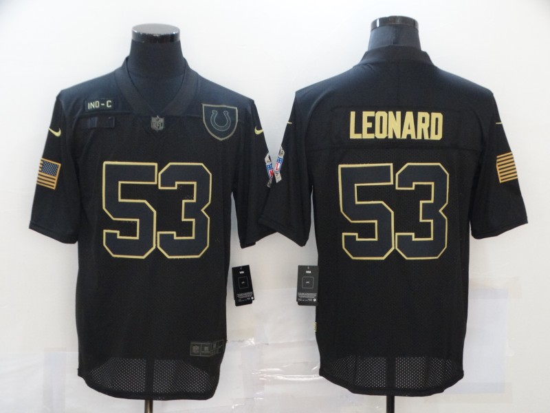 NFL Indianapolis Colts #53 Leonard Black Gold Jersey