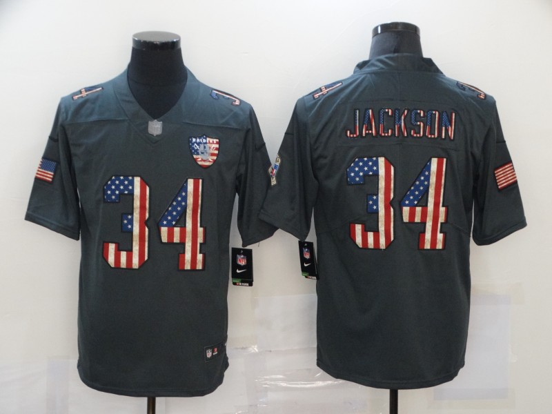 NFL Oakland Raiders #34 Jackson Black Throwback Flag Jersey