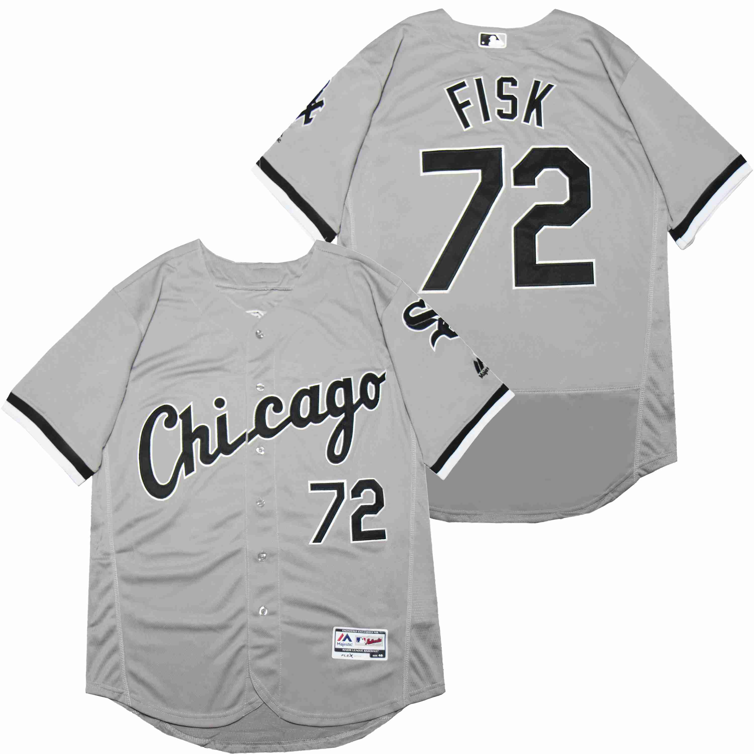 MLB Chicago White Sox #72 Fisk Grey Elite Jersey