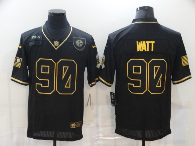 NFL Pittsburgh Steelers #90 Watt Black Salute to Service Jersey