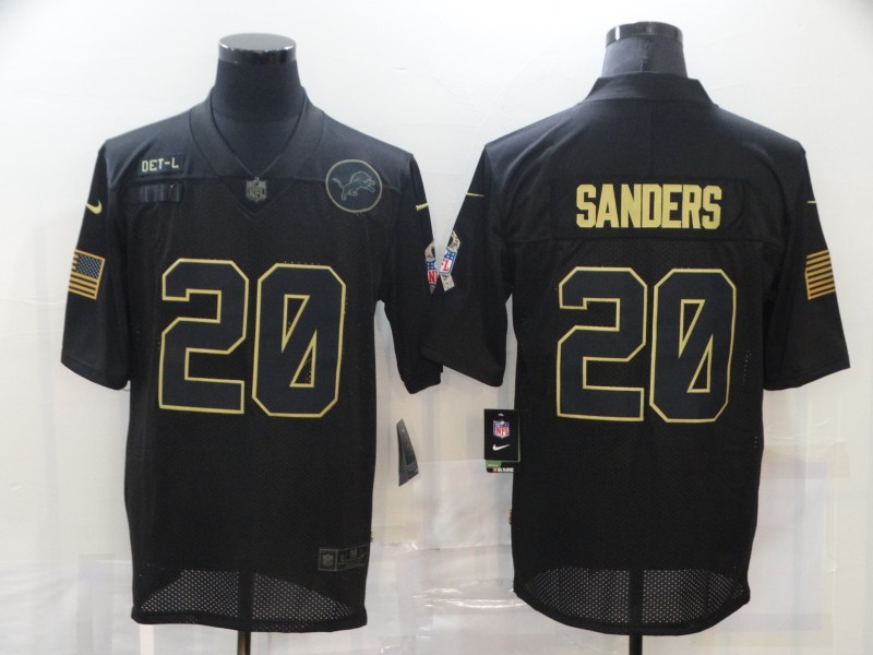 NFL Detriot Lions #20 Sanders Black Salute to Service Jersey