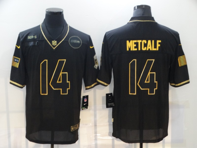 NFL Seattle Seahawks #14 Metcalf Black Salute to Service Jersey