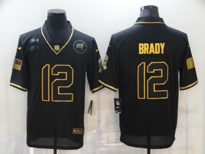 NFL Tampa Bay Buccaneers #12 Brady Black Salute to Service Jersey