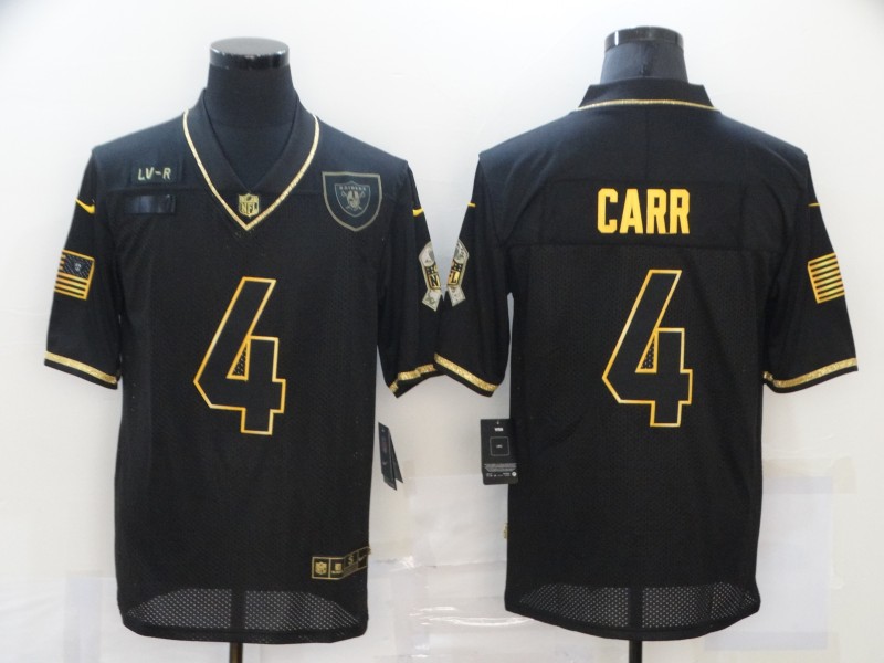 NFL Oakland Raiders #4 Carr Black Salute to Service Jersey