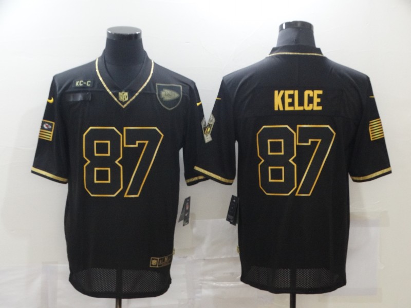 NFL Kansas City Chiefs #87 Kelce Black Salute to Service Jersey