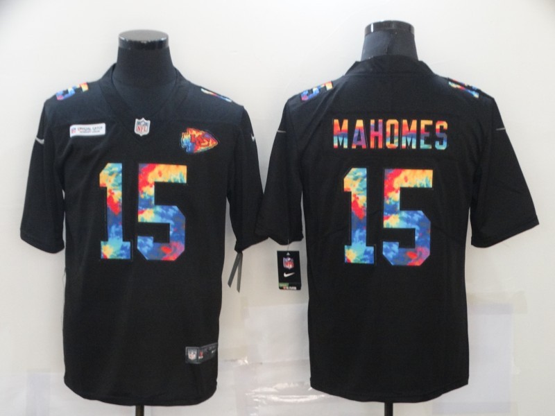 NFL Kansas City Chiefs #15 Mahomes Black Rainbow LimitedJersey