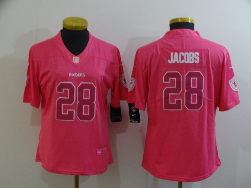 Womens NFL Oakland Raiders #28 Jacobs Pink Jersey