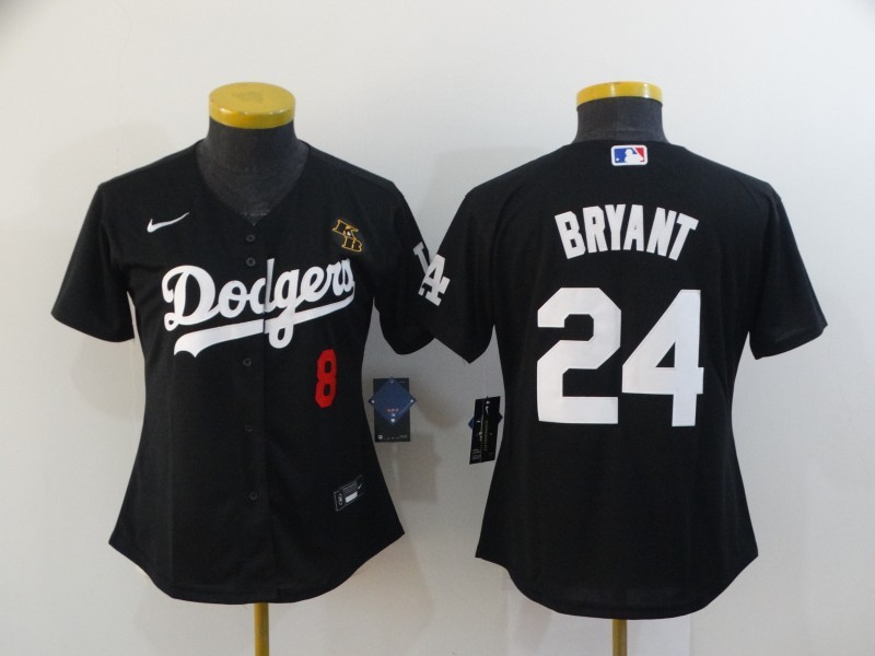 Womens Los Angeles Dodgers #24 Bryant Black Pullover Jersey