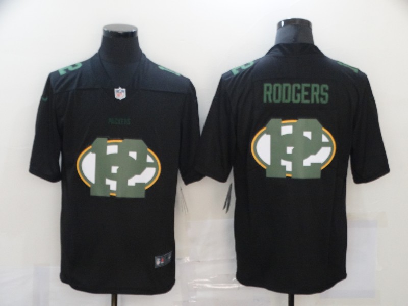 NFL Green Bay Packers #12 Rodgers Black Shadow Jersey