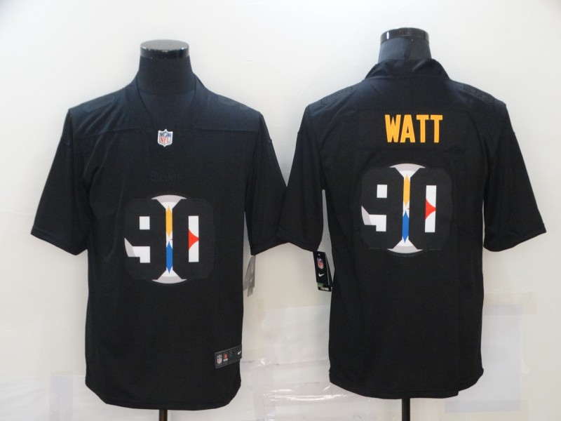 NFL Pittsburgh Steelers #90 Watt Black Shadow Jersey