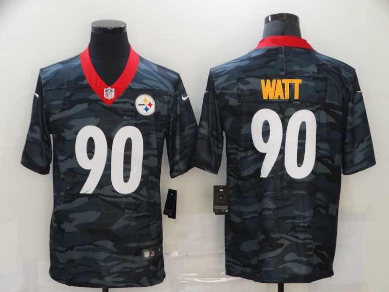 NFL Pittsburgh Steelers #90 Watt Camo Flag Jersey