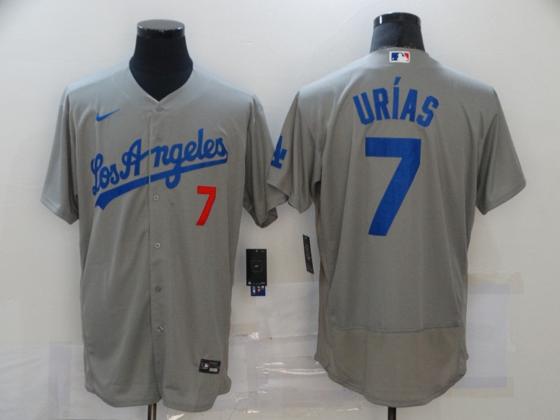 Nike MLB Los Angeles Dodgers #7 Urias Grey Elite Jersey