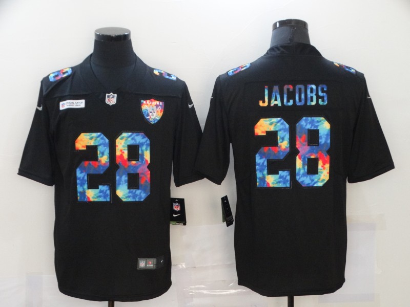 NFL Oakland Raiders #28 Jacobs Black Rainbow Limited Jersey