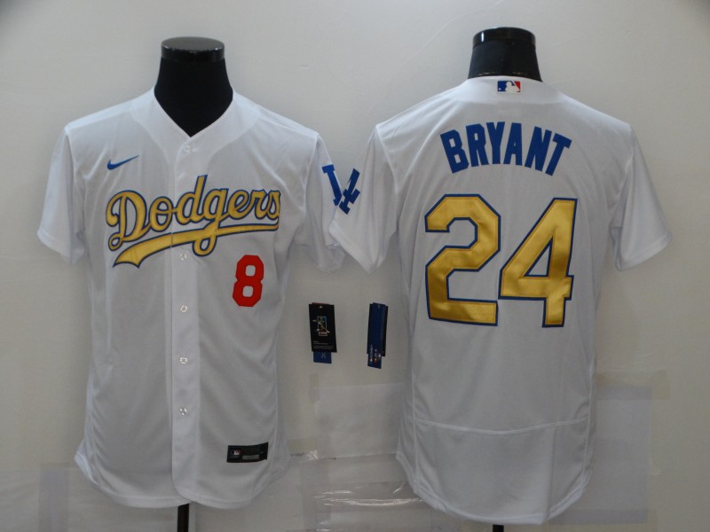 MLB Los Angeles Dodgers #24 Bryant White Gold Elite Jersey