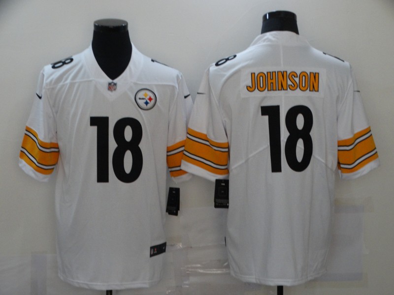 NFL Pittsburgh Steelers #18 Johnson White Vapor Limited Jersey