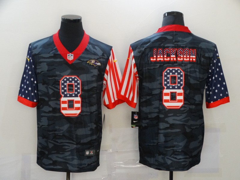 NFL Baltimore Ravens #8 Jackson Camo Flag Jersey