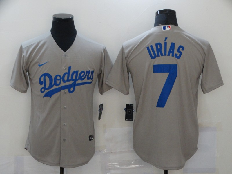 Nike MLB Los Angeles Dodgers #7 Urias Grey Game Jersey